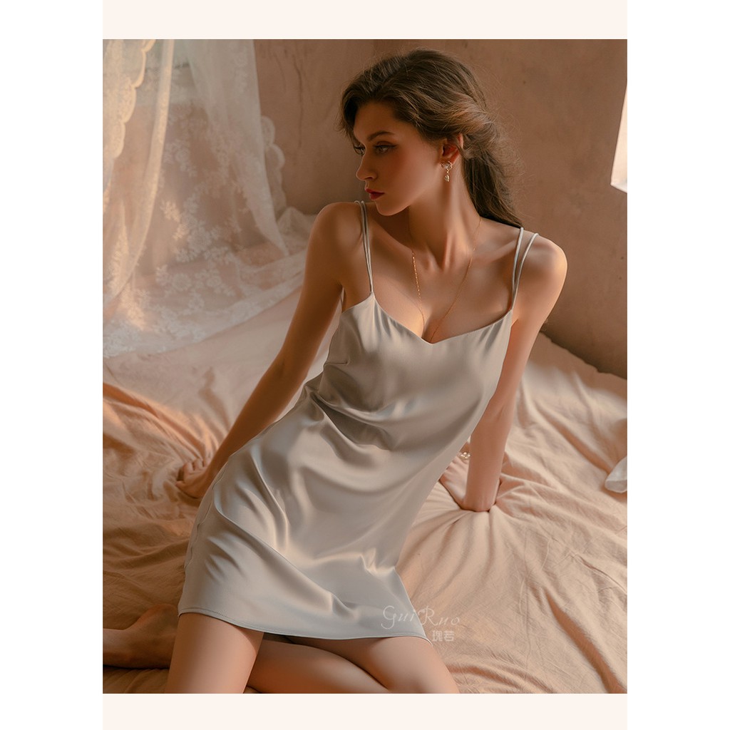 [VI611]Đầm ngủ lụa satin sexy cao cấp Đầm mặc nhà gợi cảm quyến rũ