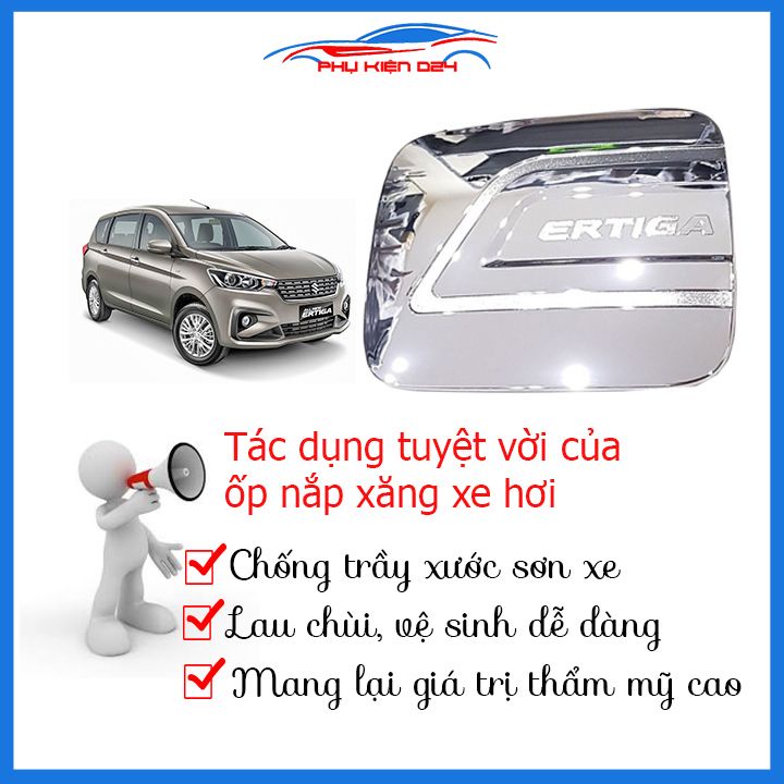Ốp nắp bình xăng Ertiga 2019-2020-2021-2022-2023 mạ crom chống trầy trang trí ô tô