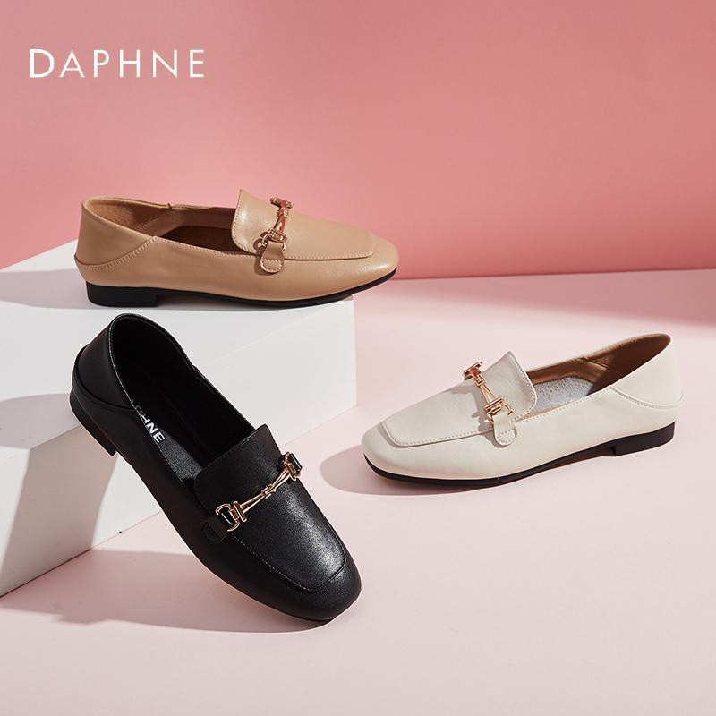 bán hàng trực tiếp tại nhà máy mới năm 2021Daphne Lefu shoes female new black British small leather a pedal flat p1