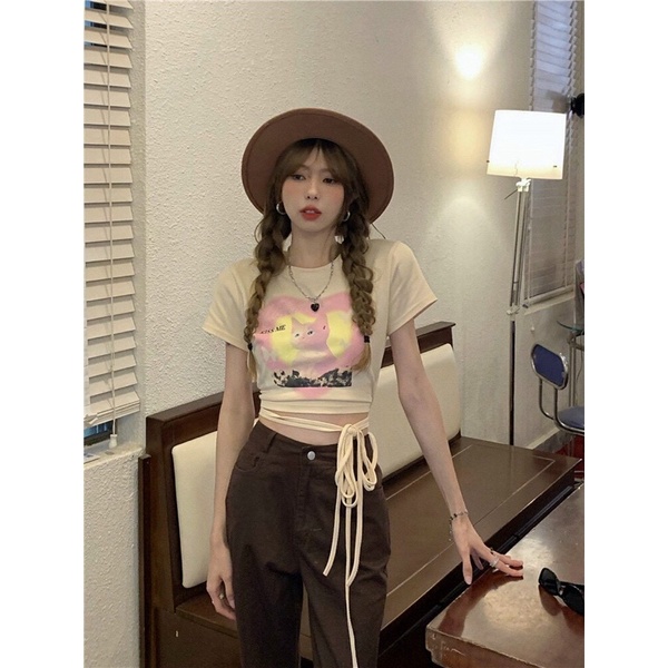 Áo thun croptop cột eo GB alohashop91