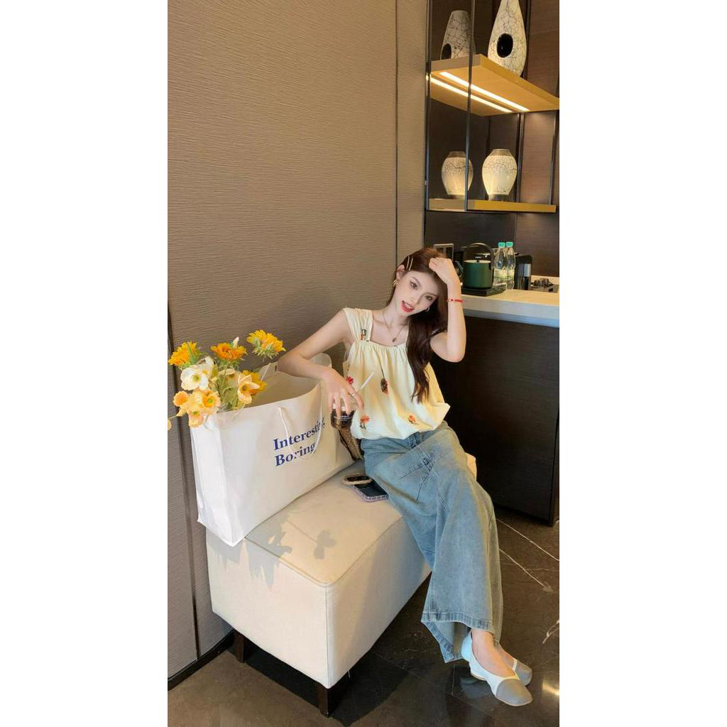 Áo Sơ Mi Không Tay Thêu Hoa Mùa Hè 63114