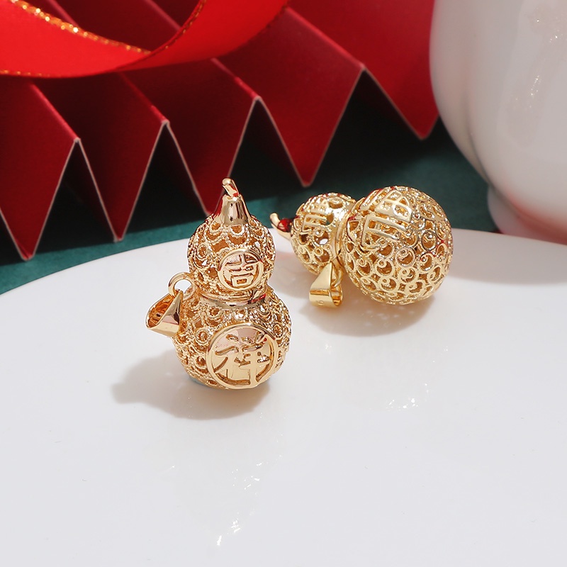 hạt charm Mặt Dây Chuyền 14K Hình Fu Bằng Đồng Mạ Vàng Dễ Thương diy