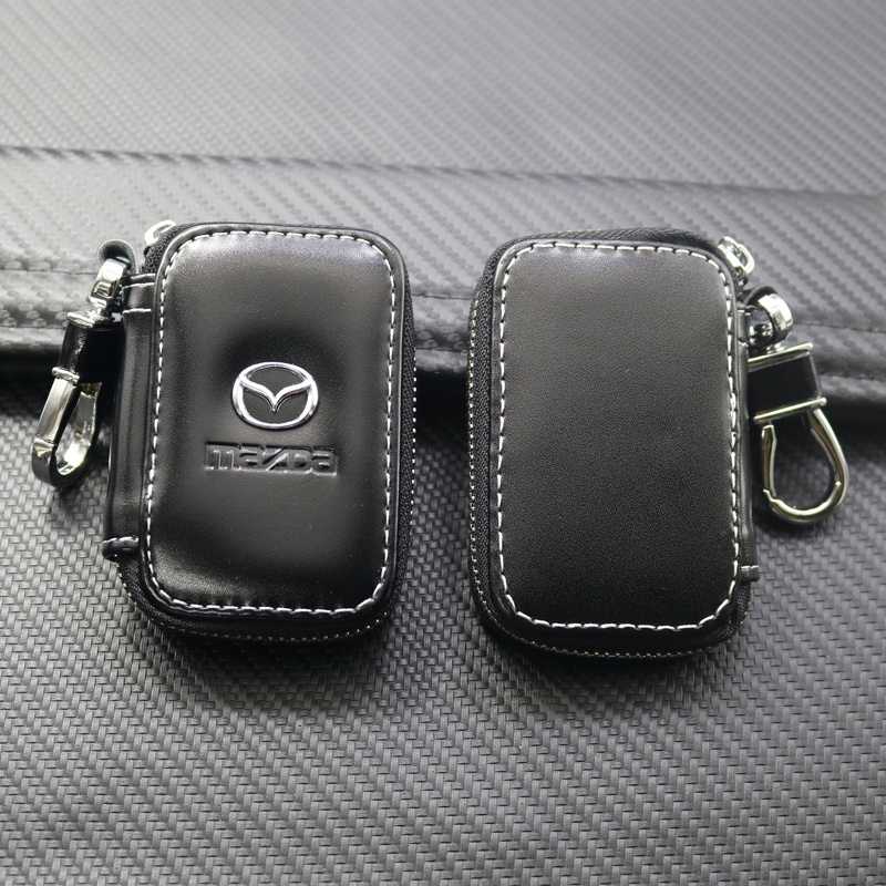 Bao Da PU Màu Đen Có Khóa Kéo Dùng Để Đựng Chìa Khóa Xe Mazda 5 6 323 626 RX8 CX5 CX-4 MX3 MX5 Atenza Axela
