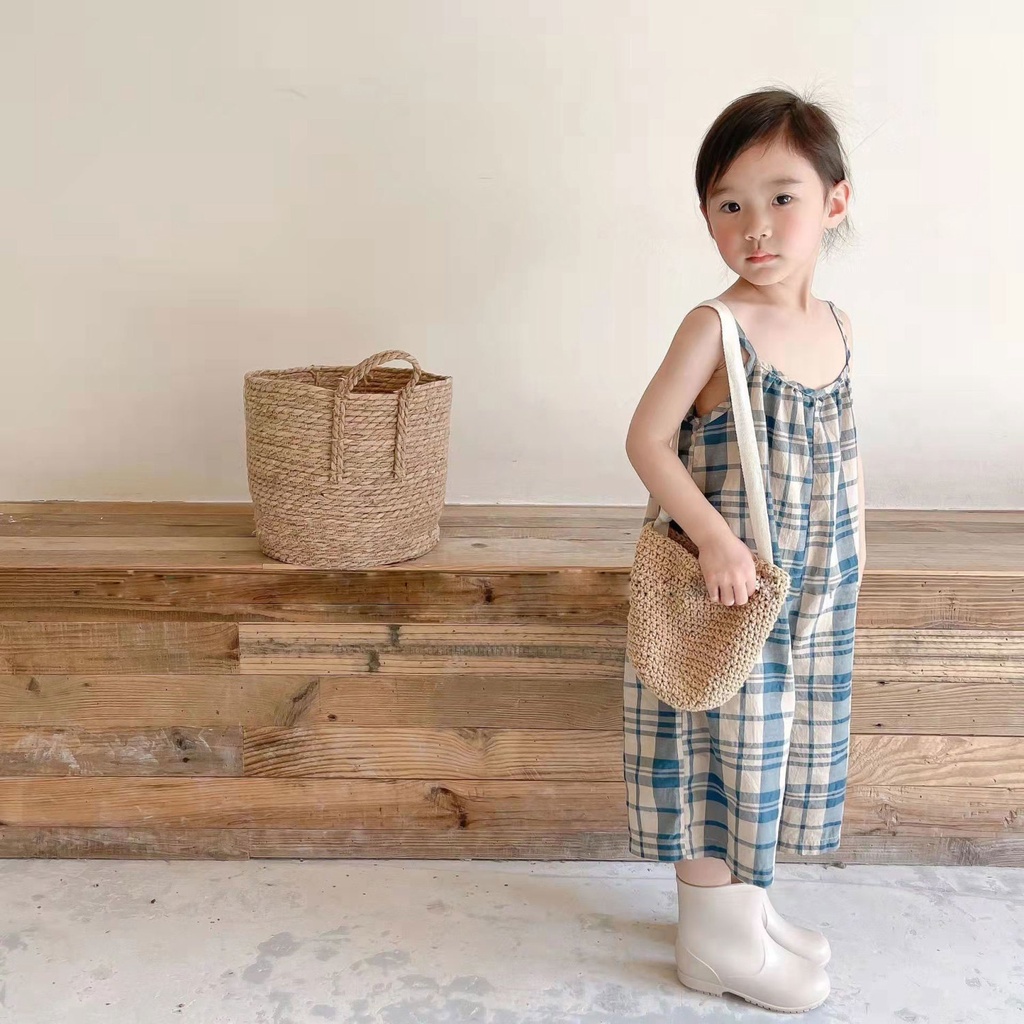 [Babycat Hàng Có Sẵn Quần Yếm Cotton Mỏng Dáng Thẳng Phong Cách Nhật Bản Hàn Quốc Thời Trang Mùa Hè Dành Cho Bé Trai Bé Gái 7 Tuổi