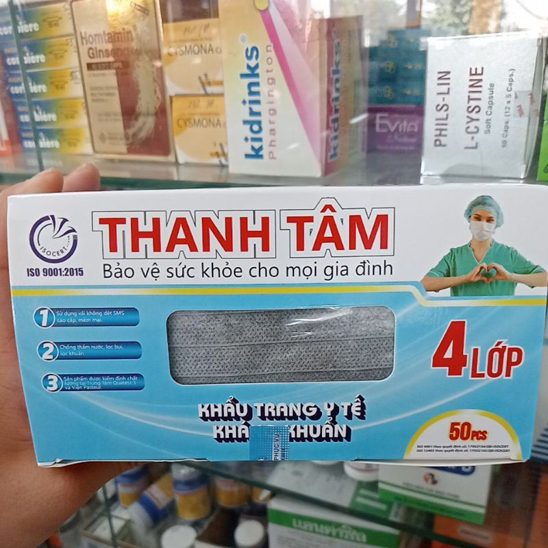 ✅ [Chính Hãng] KHẨU TRANG Y TẾ THÀNH TÂM 4 LỚP KHÁNG KHUẨN hộp (50 cái)