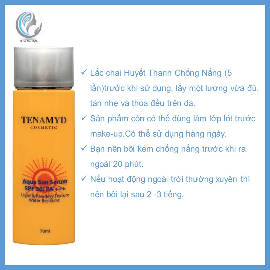 Kem chống nắng cho da dầu mụn da khô hỗn hợp dạng huyết thanh Tenamyd Aqua sun serum spf 50+ CN05