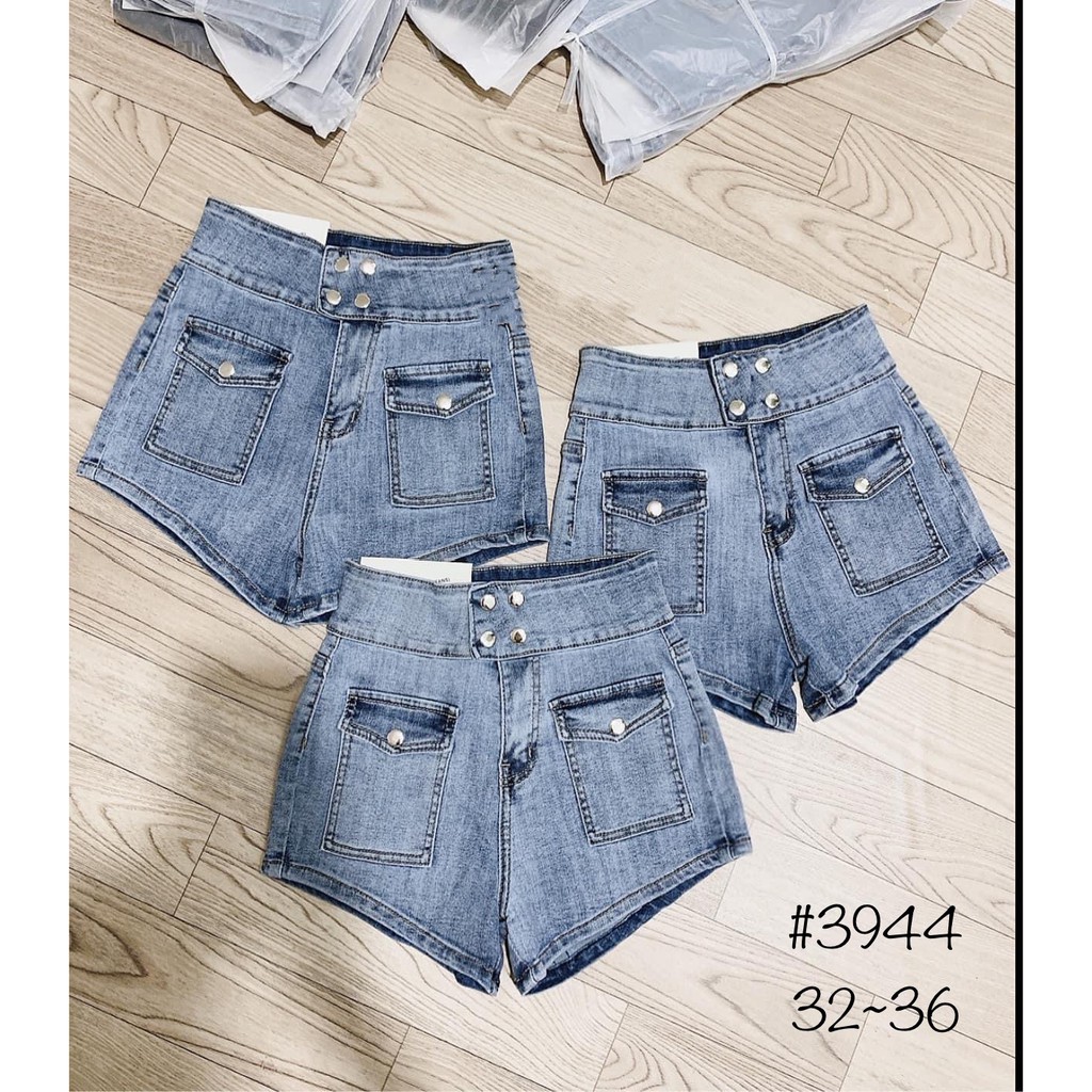 Quần short jean nữ BigSize lưng cao, co dãn mạnh, 2 túi hộp dành cho người béo 3942 molijean