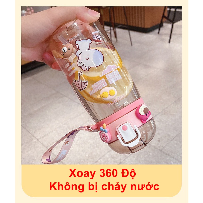 Bình nước cho bé dây đeo có ống hút cute giá rẻ tập uống đi học BN13
