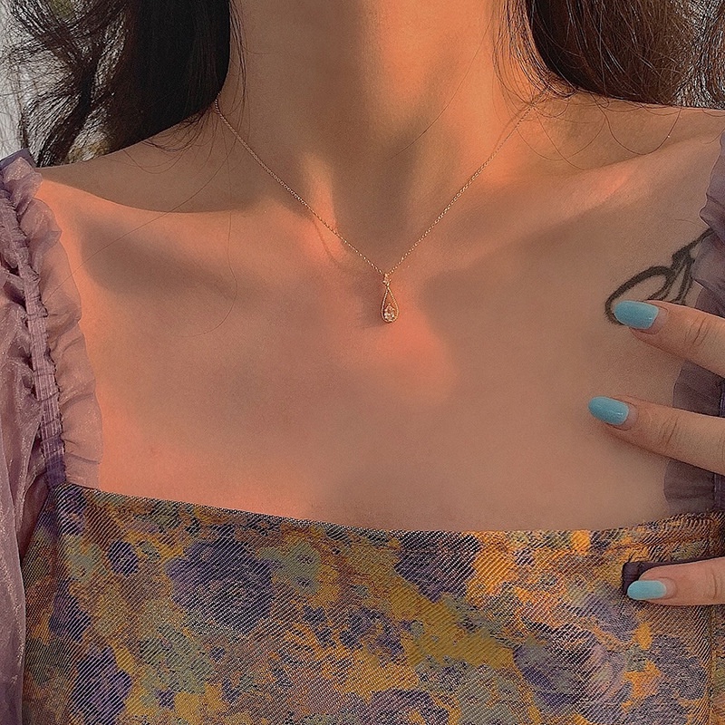 Elegant Angel Eye Zircon Drop Pendant Choker Silver Gold Titanium Steel Women Fashion Jewelry Necklace Clavicle Chain