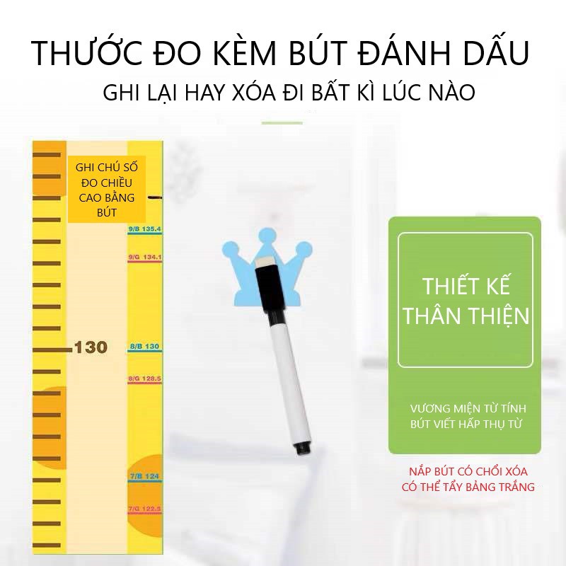 Thước đo chiều cao dán tường cho bé chất liệu PP cao cấp