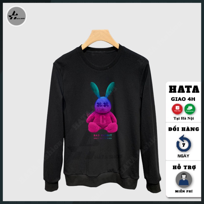 Áo nỉ nam dài tay, Áo thu đông nam cổ tròn cá tính in Thỏ Màu hot trend mã NZ682