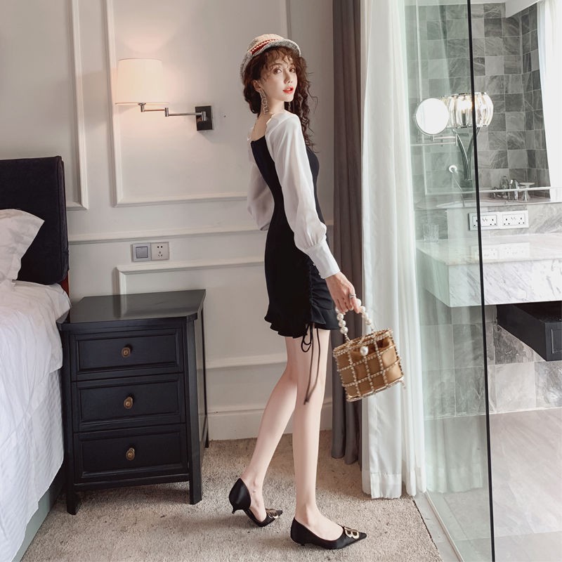 Đầm Nữ Dài Tay Đuôi Cá Rút Dây Phong Cách Hàn Quốc | BigBuy360 - bigbuy360.vn