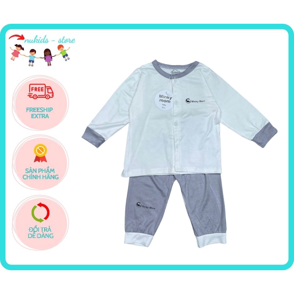 Bộ Thun lạnh dài tay Minkymom Bé Trai/ Bé Gái cúc cài giữa