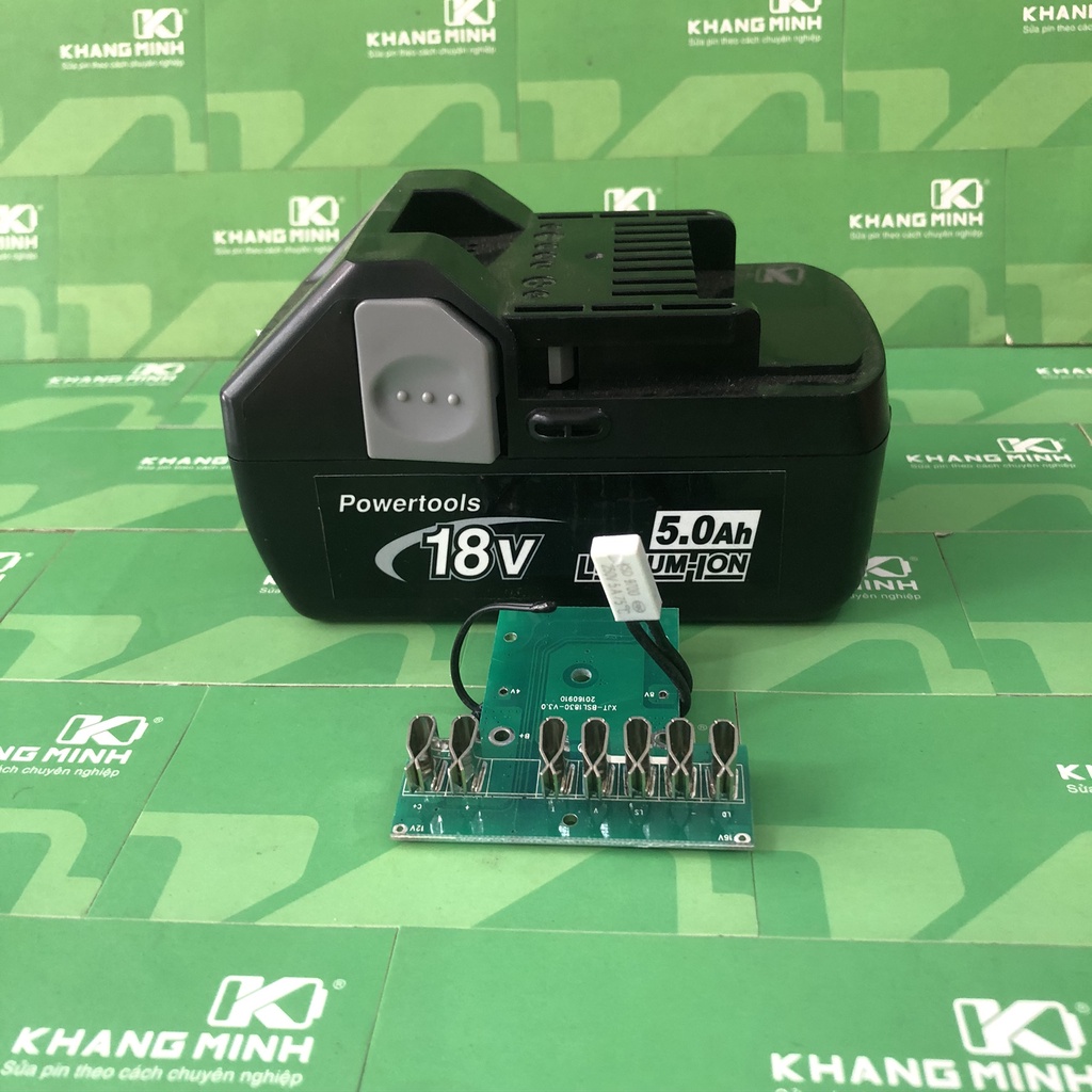 Vỏ mạch pin Hitachi 18V 5S 2P vỏ 2 hàng,10 cell 18650 và mạch nhận sạc zin