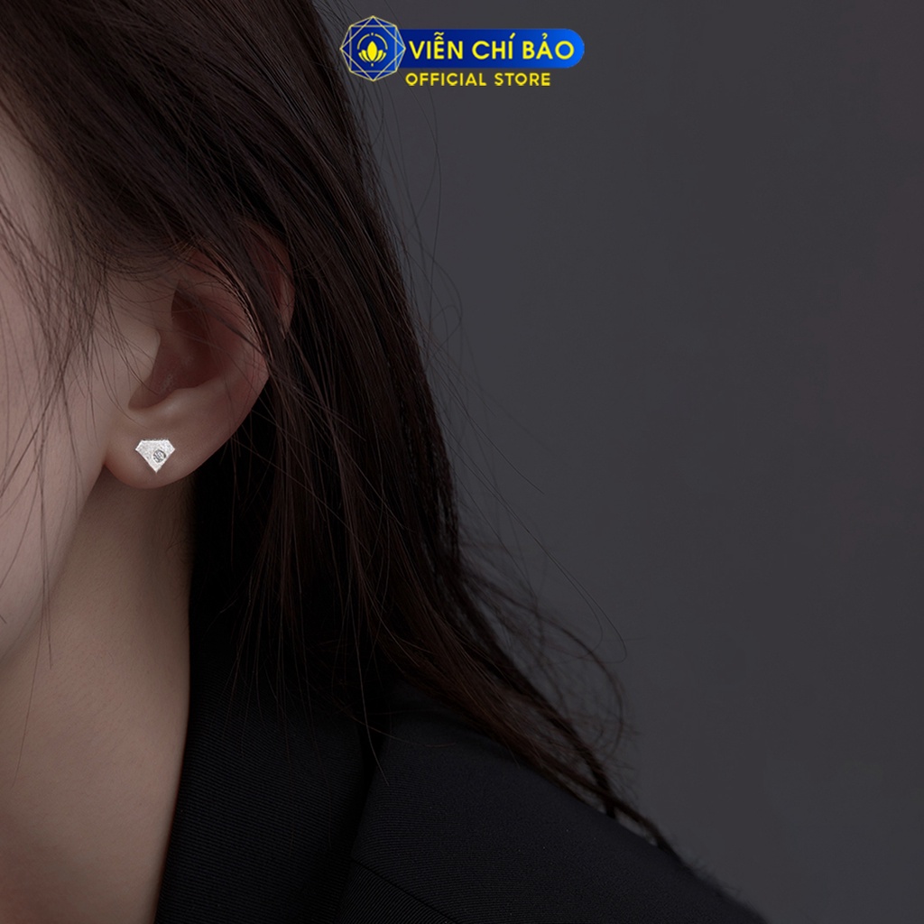 Bông tai kim cương chất liệu bạc 925 thời trang phụ kiện trang sức nữ Viễn Chí Bảo E056