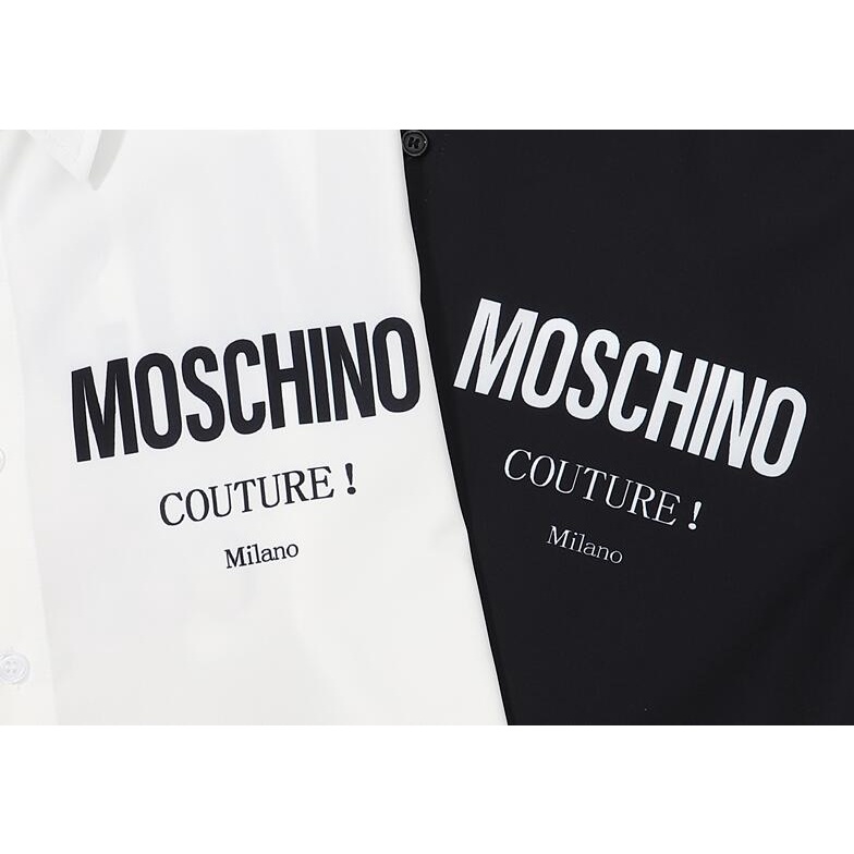 Áo Sơ Mi Tay Ngắn Vải Cotton In Chữ MOSCHIN Thời Trang Cho Nam Và Nữ
