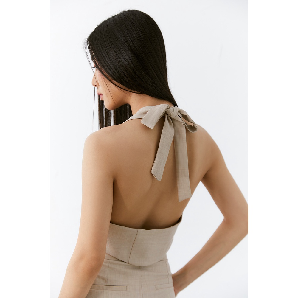 DOTTIE - Áo gilet kiểu hở lưng nữ màu be T0503