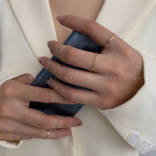 Nhẫn đơn giản đơn giản Bộ 10 chiếc kết hợp nhẫn nữ thủy triều trong gió lạnh thiết kế ngách vòng tay