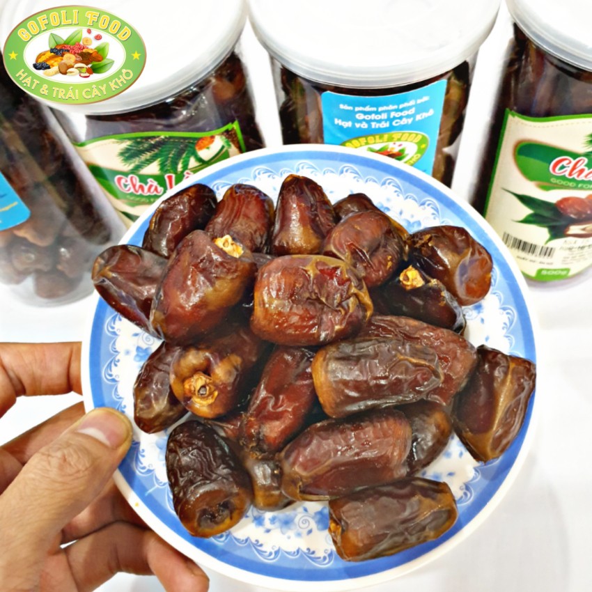 Quả chà là nguyên cành - Chà là rời cao cấp hộp 500g/ High quality whole dried dates, no sugar added, healthy, delicious