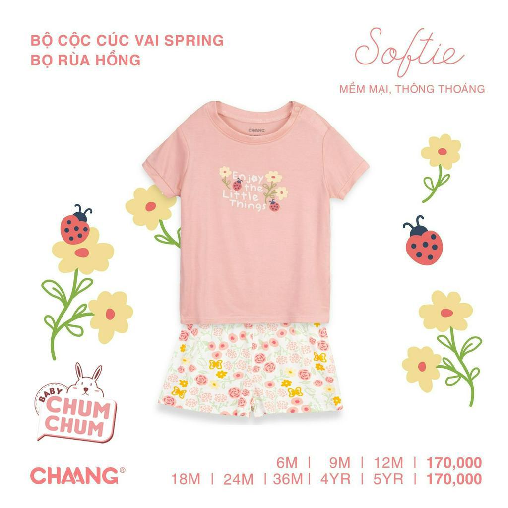 Bộ Cộc Cúc Vai Spring Bọ Rùa Hồng CHAANG SS23D2