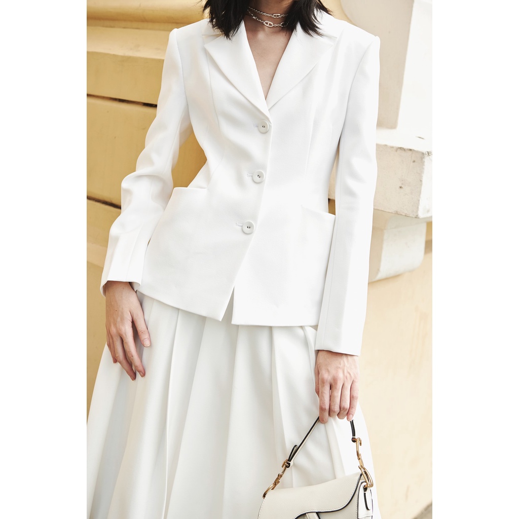 Set áo Ja'dor blazer và chân váy mini xếp li HUONG BOUTIQUE HBVEST158