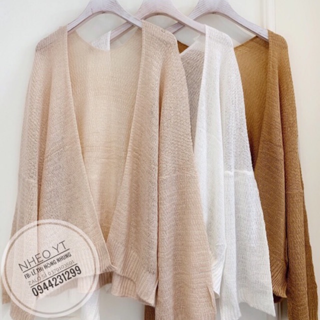 Cardigan len mỏng nhẹ dáng ngắn