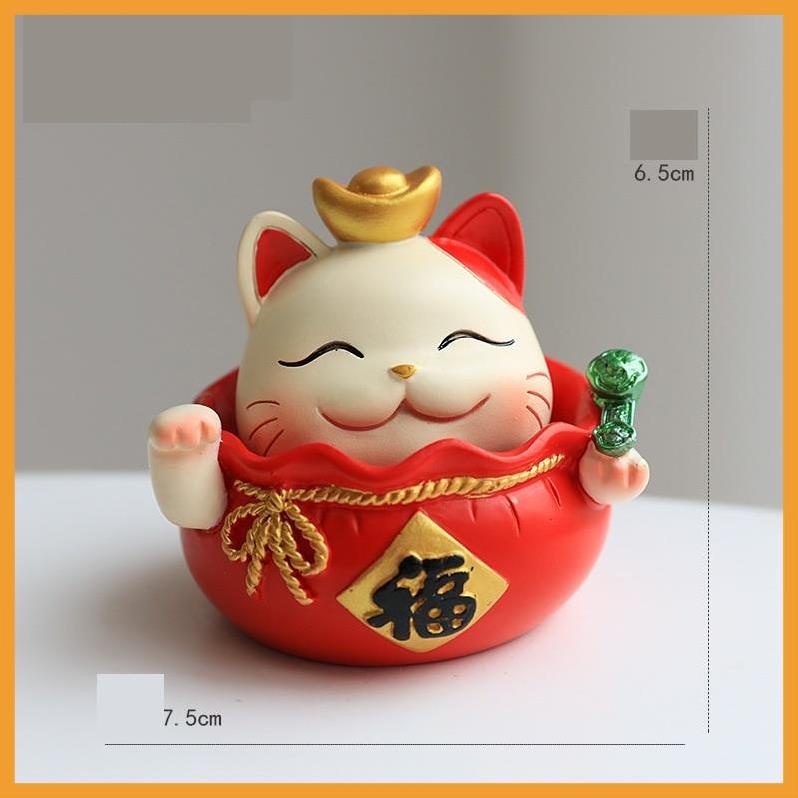 MÈO THẦN TÀI 7cm MÈO MAY MẮN dùng trang trí bàn làm việc, kệ tủ, ô tô