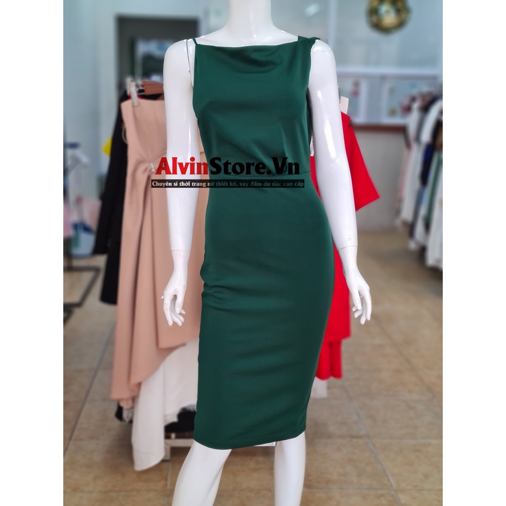 [Hình Thật - Shop Váy Đẹp] Đầm Dự Tiệc Ôm Body Thiết Kế Kín Cổ Hở Lưng Sexy Tôn Dáng Như Ngọc Trinh | BigBuy360 - bigbuy360.vn