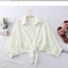 [Mã 44FASHIONSALE277 giảm 10K đơn 50K] Áo Sơ Mi Nữ Cột Nơ Eo Chất Voan Mềm Dày Dặn Hợp Thời Trang
