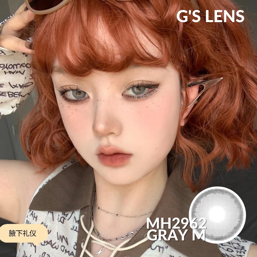 Lens Mắt Kính Áp Tròng Xám Tây Giãn Vừa Size M 14.5mm Có 0 Đến 6 Độ Cận Lệch Độ Mh2962 Gray
