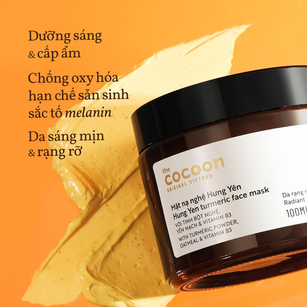 Mặt nạ nghệ Hưng Yên Cocoon Hung Yen Turmeric Face Mask 30ml, 100ml