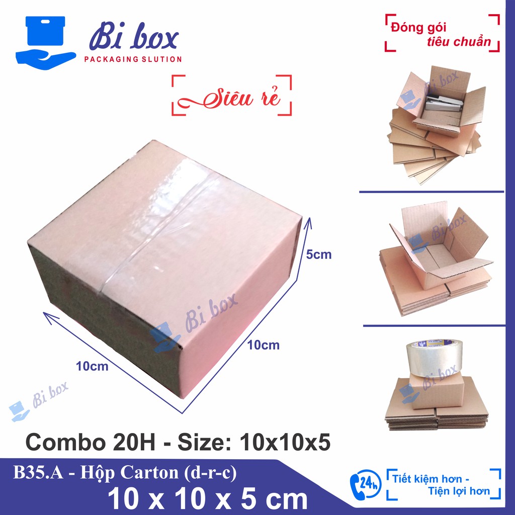 Combo 20 Hộp giấy 10x10x5 cm- Thùng hộp đóng hàng