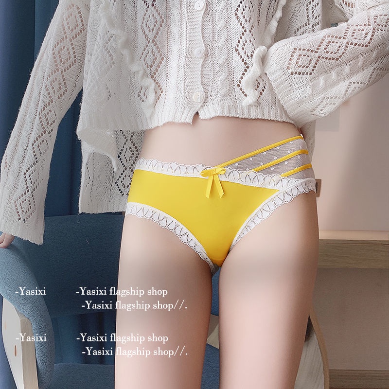 Quần Lót cotton Phối Ren Siêu Mỏng Lưng Thấp Không Đường May Kháng Khuẩn Thoải Mái Cho Nữ