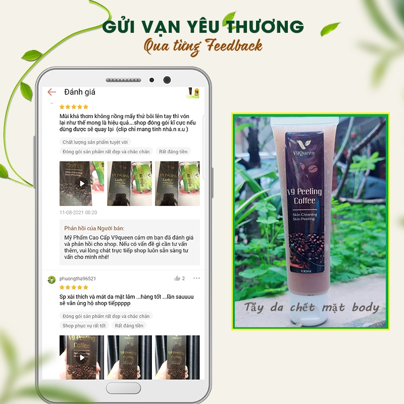 Tẩy Da Chết Body - Tẩy da chết mặt V9 PEELING COFFEE Shop Dưỡng Da Trắng Sáng Giúp Mềm Mịn Da , Sạch Mặt