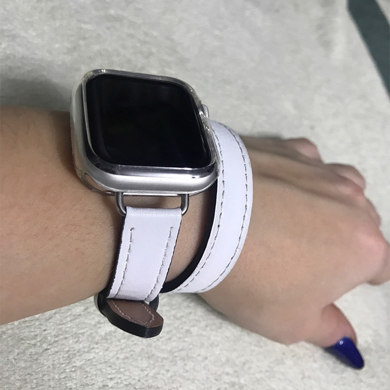 Dây Đeo Bằng Da Cho Đồng Hồ Thông Minh Apple Watch 45mm 42mm 44mm Series 7 6 Se 5 4 3 2 for Iwatch 6 38mm 40mm 41mm