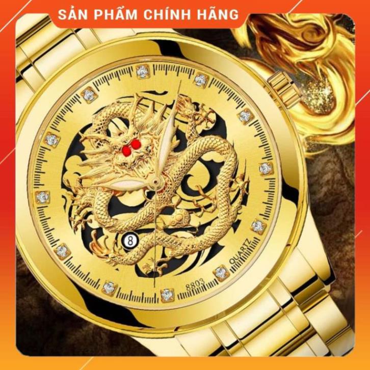 Đồng hồ nam BOSCK R01 mặt rồng quyền quý, kim dạ quang