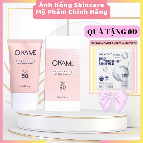 Kem Chống Nắng Nâng Tone Dạng Sữa Okame Brightening UV Shield Sunscreen SPF 50/PA++++