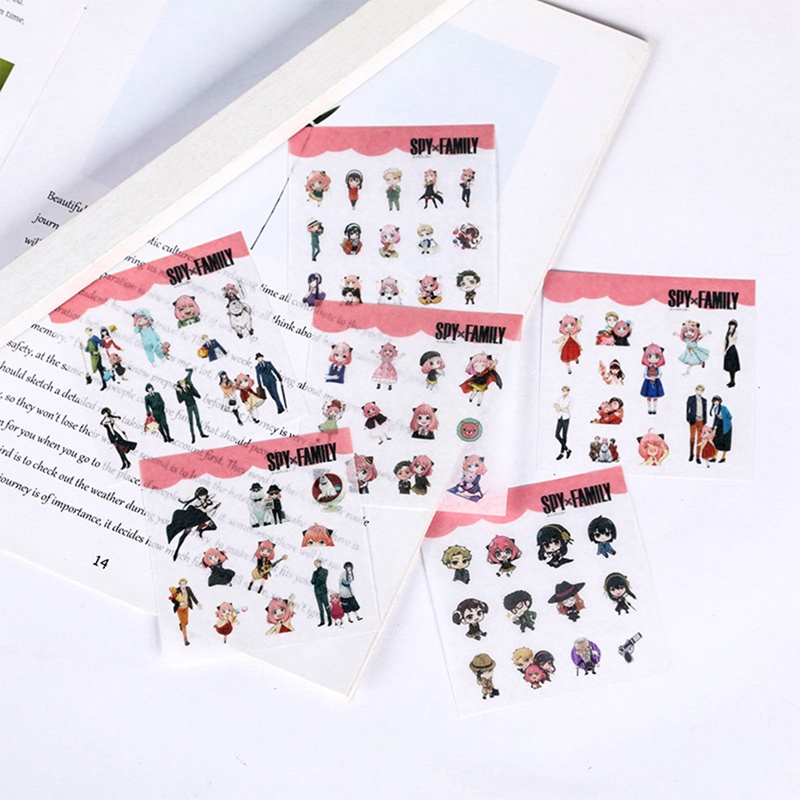 Set 6 Nhãn Dán Hoạt Hình SPY×FAMILY Trang Trí Sổ Tay/Laptop DIY