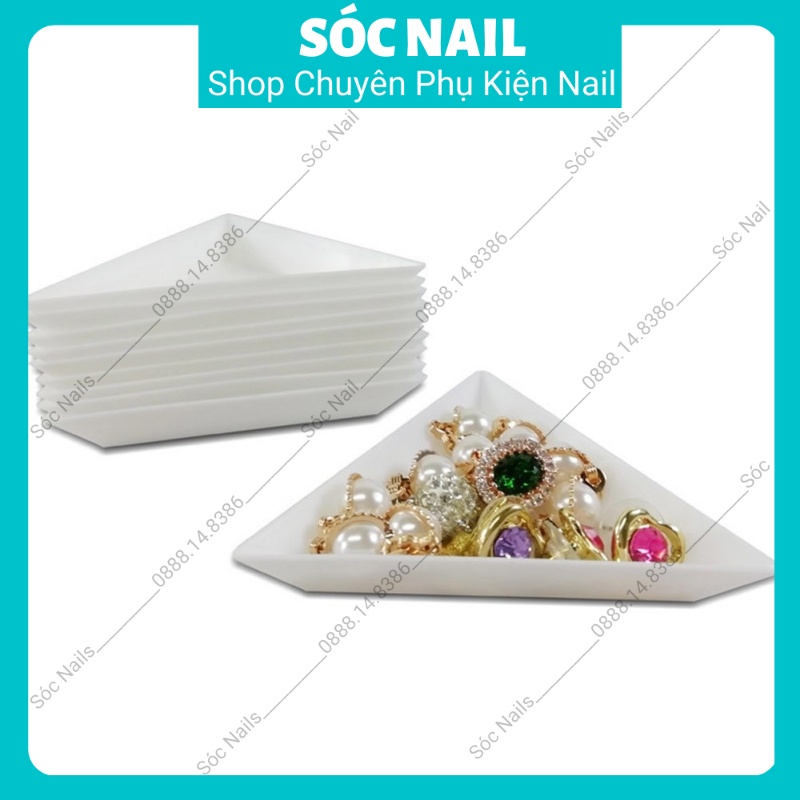 Khay Tam Giác Đựng Phụ Kiện Nail, Đựng Đá Làm Móng