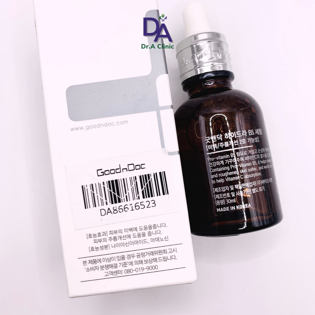 Serum B5 GoodnDoc Hydra Dr.A Clinic 30ml dòng tinh chất vitamin B5 giúp phục hồi làm dịu da dầu mụn