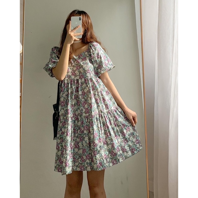 Váy babydoll hoa nhí