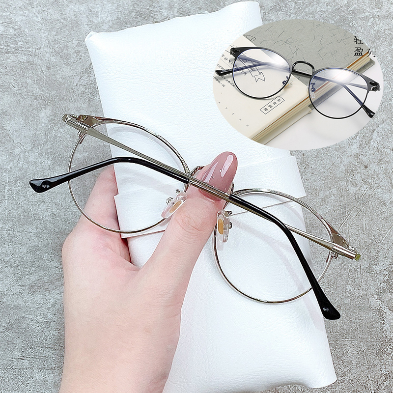 kính cận có độ -0.5~6.0 /Kính Cận Gọng Kim Loại Tròn Chống Ánh Sáng Xanh Có Độ Unisex/kính chống ánh sáng xanh/gọng kính cận kim loại /kính gọng vuông