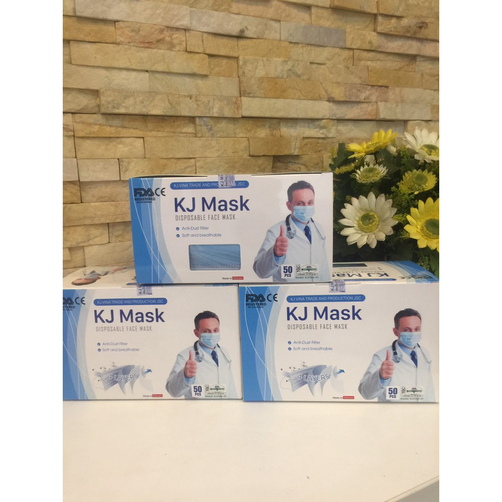 Khẩu trang kháng khuẩn, 4 lớp dày KJ Mask hàng công ty có mã QR (hộp 50 chiếc)