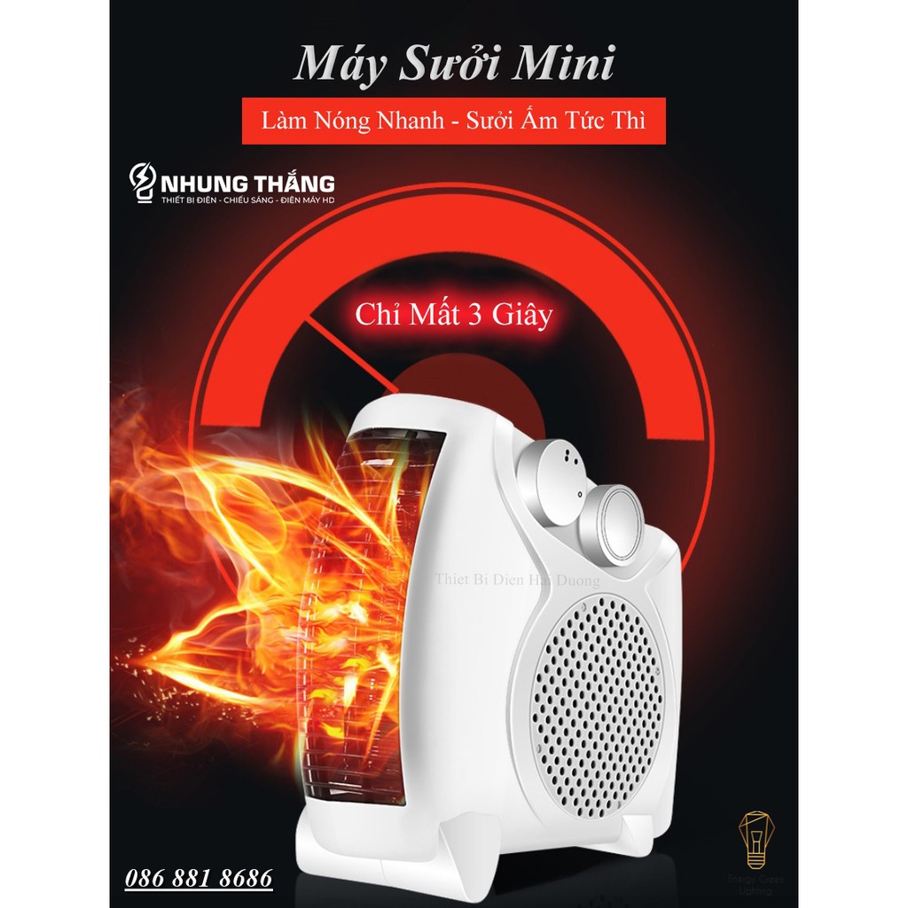 Máy sưởi để bàn MS-305, Quạt sưởi mini, Làm nóng nhanh , Tích hợp tản gió ,Vỏ ABS chống cháy, tiết kiệm điện năng