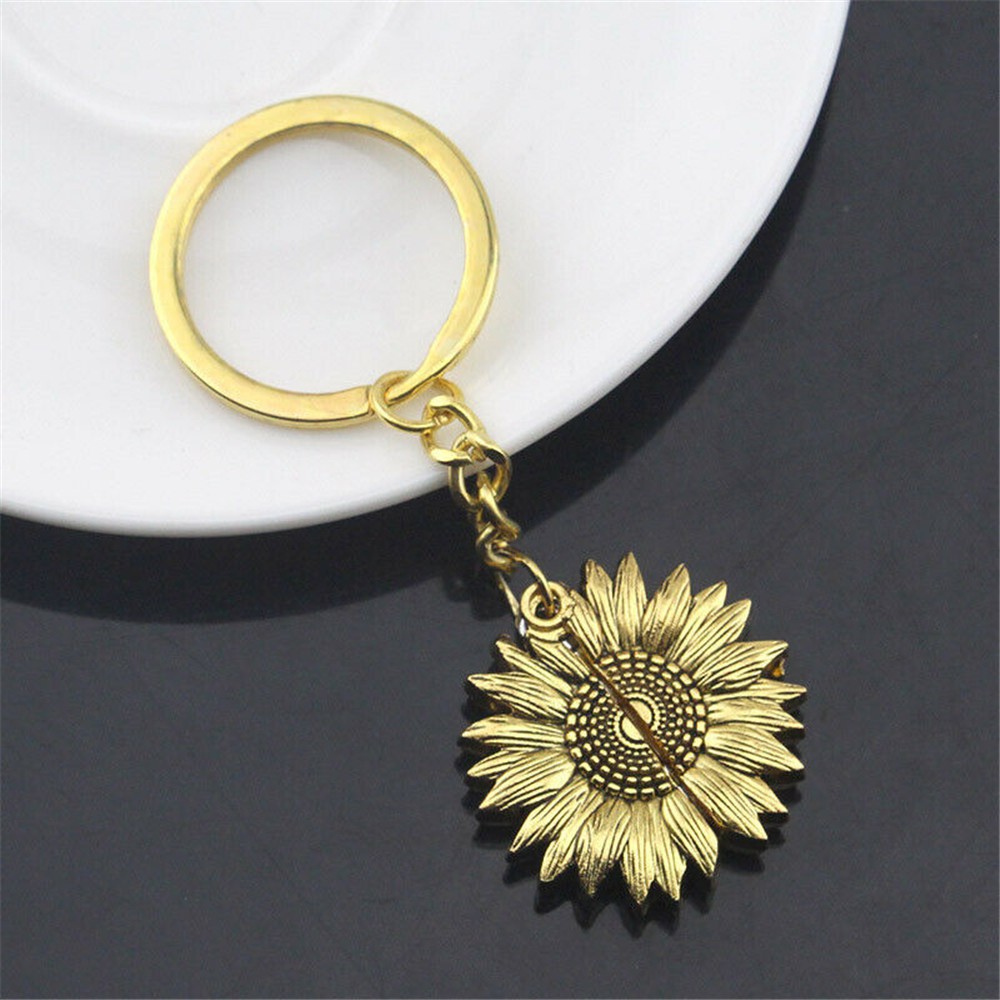 Móc khóa mặt hình hoa hướng dương cổ điển thời trang tùy chọn màu sắc cho nữ