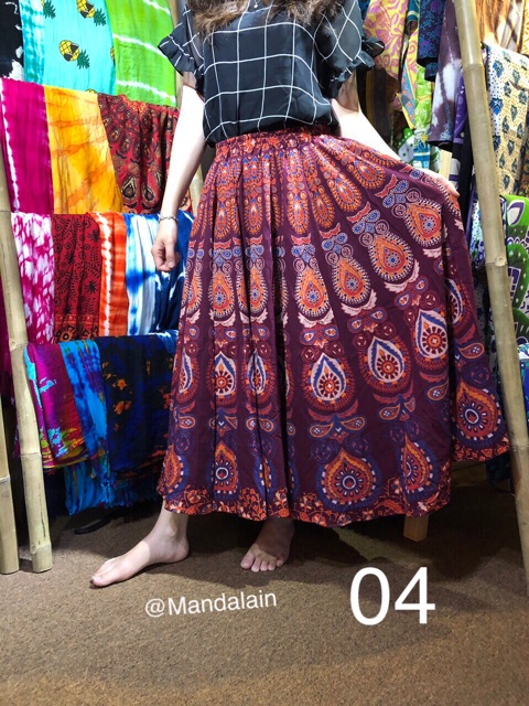 Chân váy Thổ cẩm Đuôi công Mandala Ấn Độ 100% cotton sỉ và lẻ