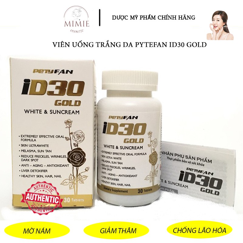VIÊN UỐNG TRẮNG DA, CHỐNG NẮNG PETYFAN ID30 GOLD - ĐẠT CHUẨN FDA MỸ