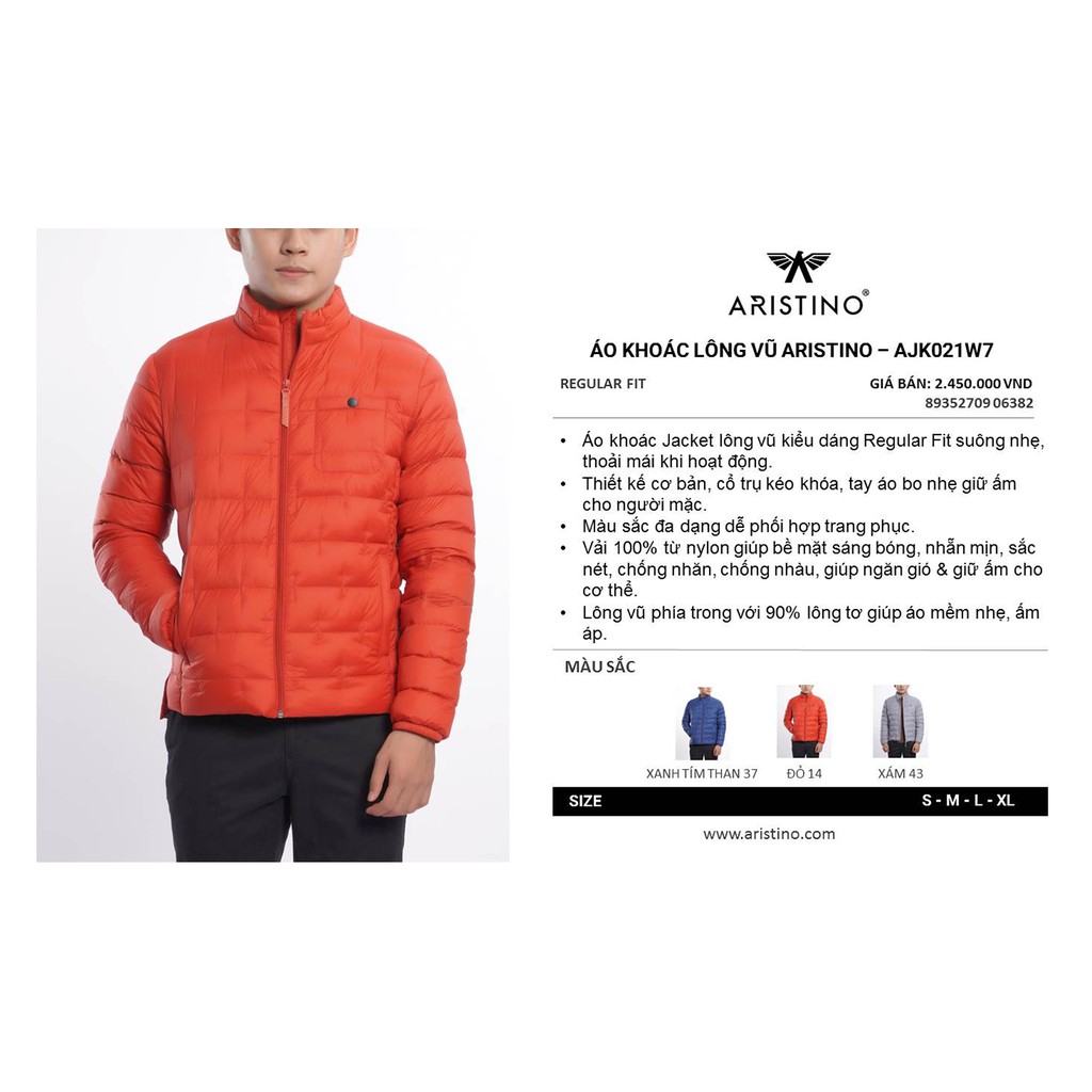 Áo khoác lông vũ nam Aristino AJK021W7
