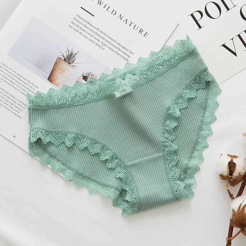 Quần lót cotton sợi tre kháng khuẩn cao cấp viền ren sexy đáng yêu QL17