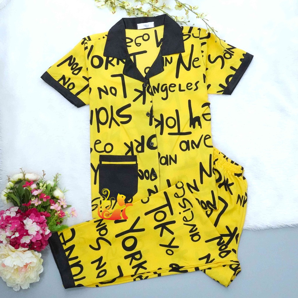 Bộ Đồ Mặc Nhà Pijama Satin Lụa Quần Dài Cao Cấp - "City" Siêu Mát - Dưới 60kg